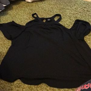Black cold shoulder top